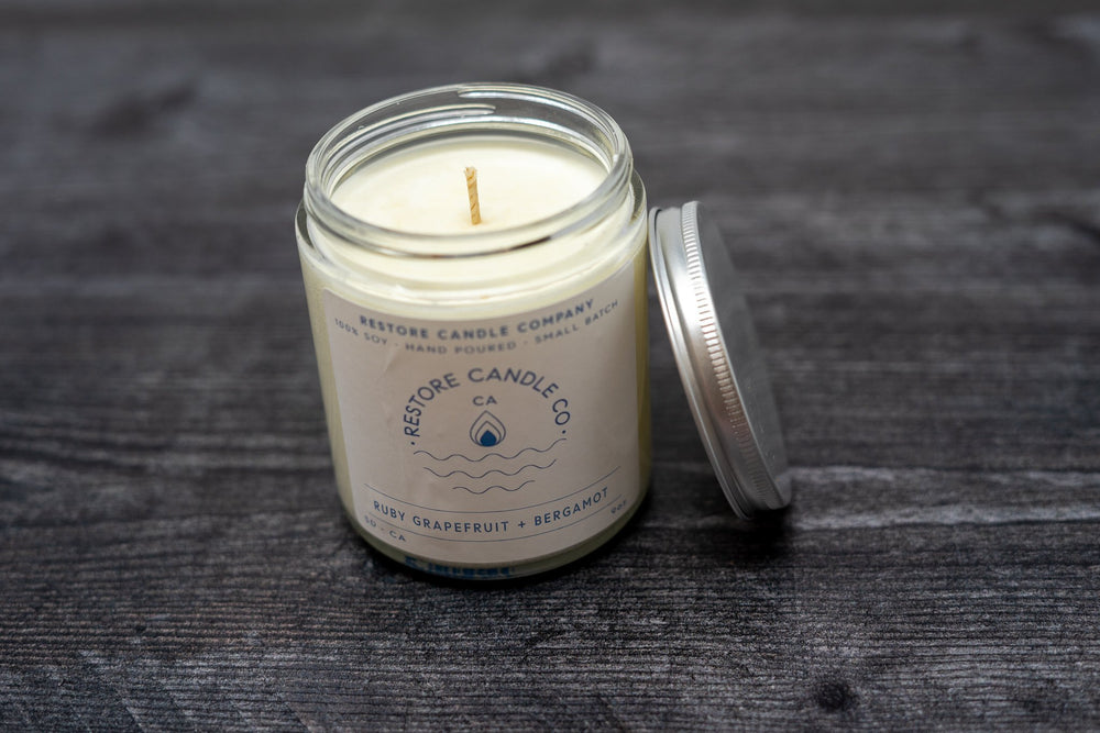 
                  
                    Load image into Gallery viewer, Ruby Grapefruit + Bergamot - Natural Soy Wax Candle
                  
                